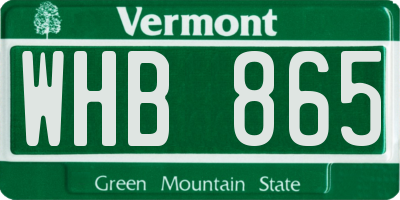 VT license plate WHB865