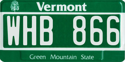 VT license plate WHB866
