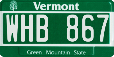 VT license plate WHB867