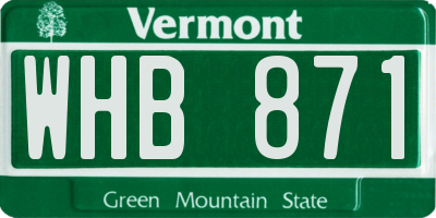 VT license plate WHB871