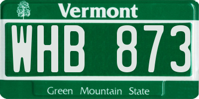 VT license plate WHB873