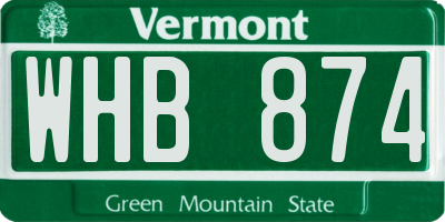 VT license plate WHB874