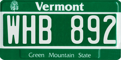 VT license plate WHB892