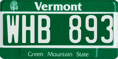 VT license plate WHB893