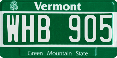VT license plate WHB905