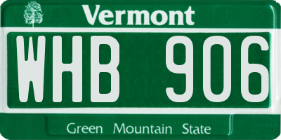 VT license plate WHB906