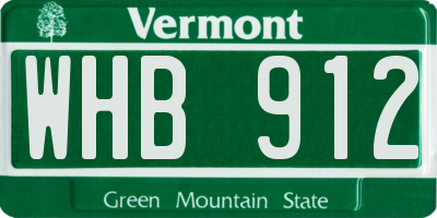 VT license plate WHB912