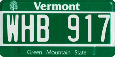 VT license plate WHB917