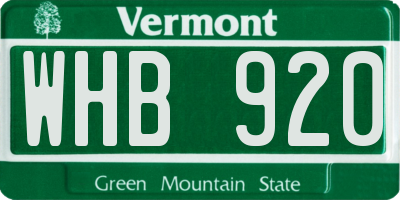 VT license plate WHB920