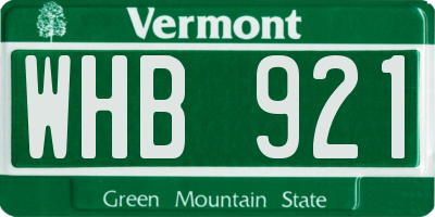 VT license plate WHB921