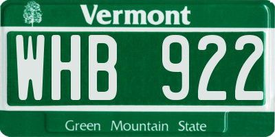 VT license plate WHB922