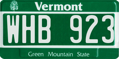 VT license plate WHB923