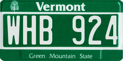 VT license plate WHB924