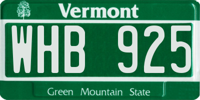 VT license plate WHB925