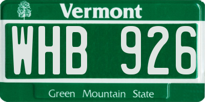 VT license plate WHB926