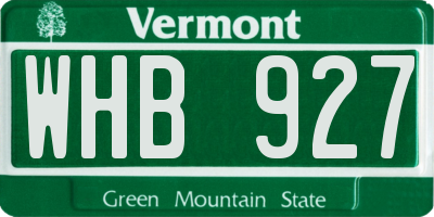 VT license plate WHB927