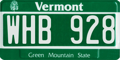 VT license plate WHB928