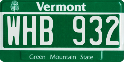 VT license plate WHB932