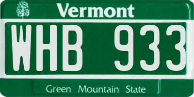 VT license plate WHB933