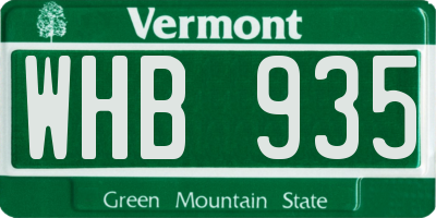 VT license plate WHB935