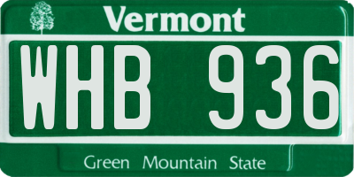 VT license plate WHB936