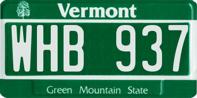 VT license plate WHB937