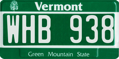 VT license plate WHB938