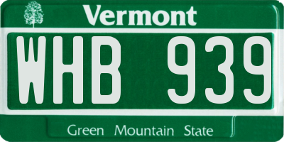 VT license plate WHB939
