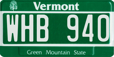 VT license plate WHB940