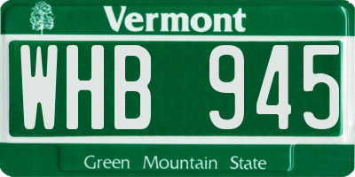VT license plate WHB945
