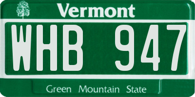VT license plate WHB947