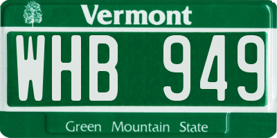 VT license plate WHB949