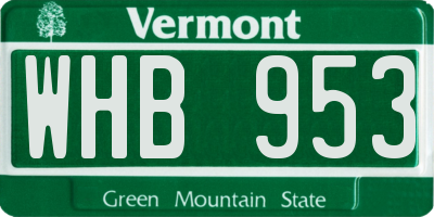 VT license plate WHB953