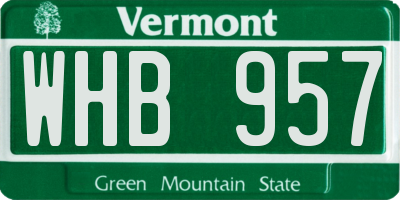 VT license plate WHB957