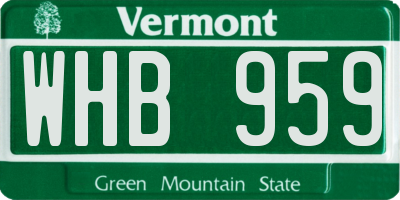 VT license plate WHB959