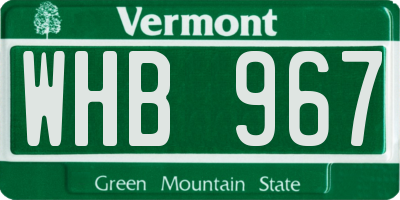 VT license plate WHB967