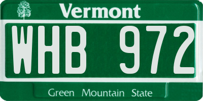 VT license plate WHB972