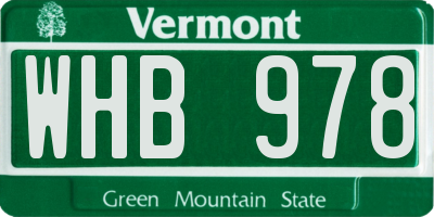 VT license plate WHB978