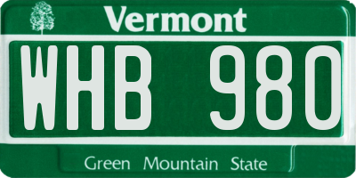 VT license plate WHB980