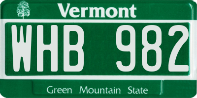 VT license plate WHB982