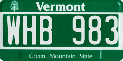 VT license plate WHB983