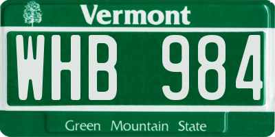 VT license plate WHB984