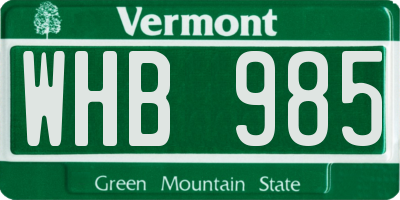 VT license plate WHB985
