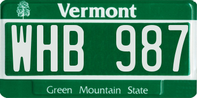 VT license plate WHB987