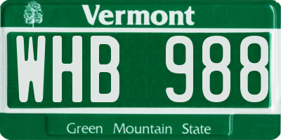 VT license plate WHB988