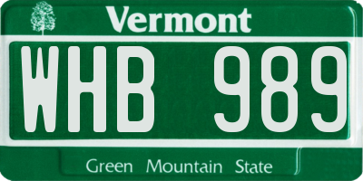 VT license plate WHB989