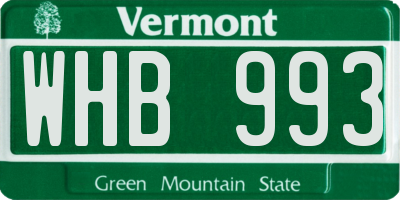 VT license plate WHB993