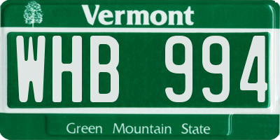 VT license plate WHB994
