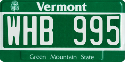 VT license plate WHB995