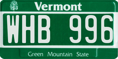 VT license plate WHB996